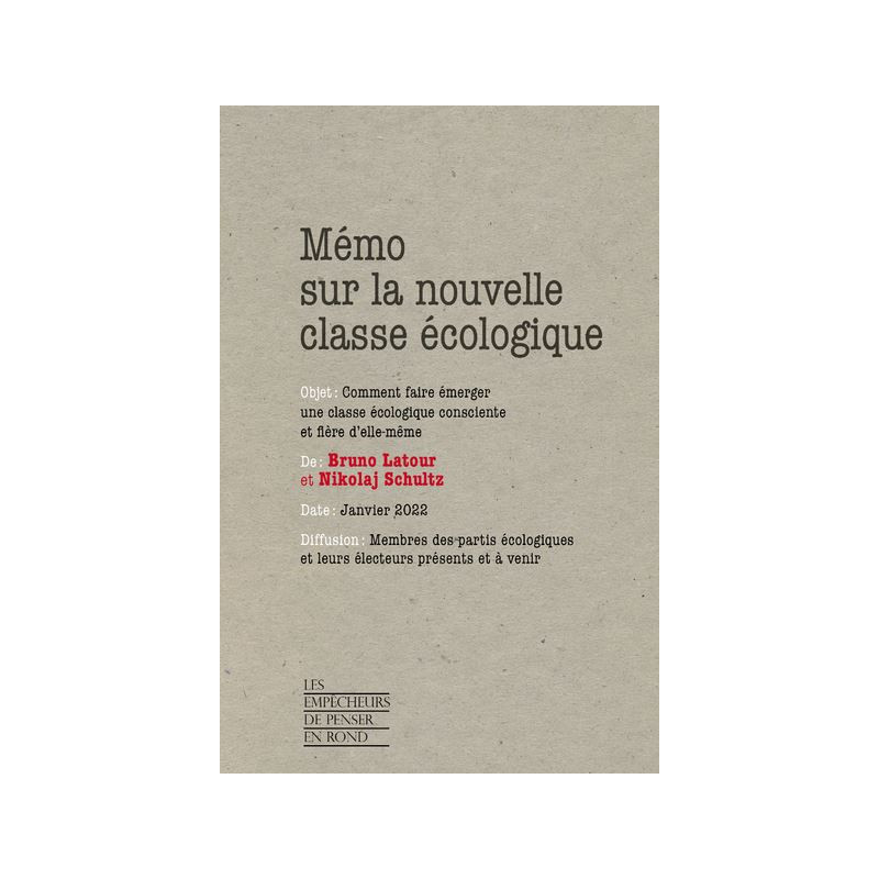 Mémo sur la nouvelle classe écologique - Comment faire émerger une classe écologique consciente